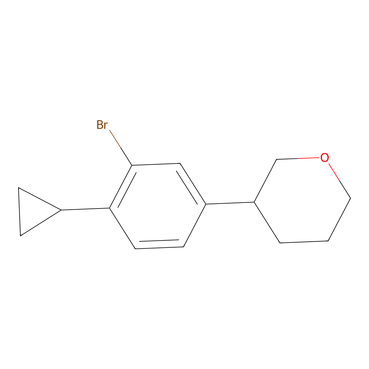 3-(3-bromo-4-cyclopropylphenyl)tetrahydro-2H-pyran molecular structure, CAS 2222937-76-8