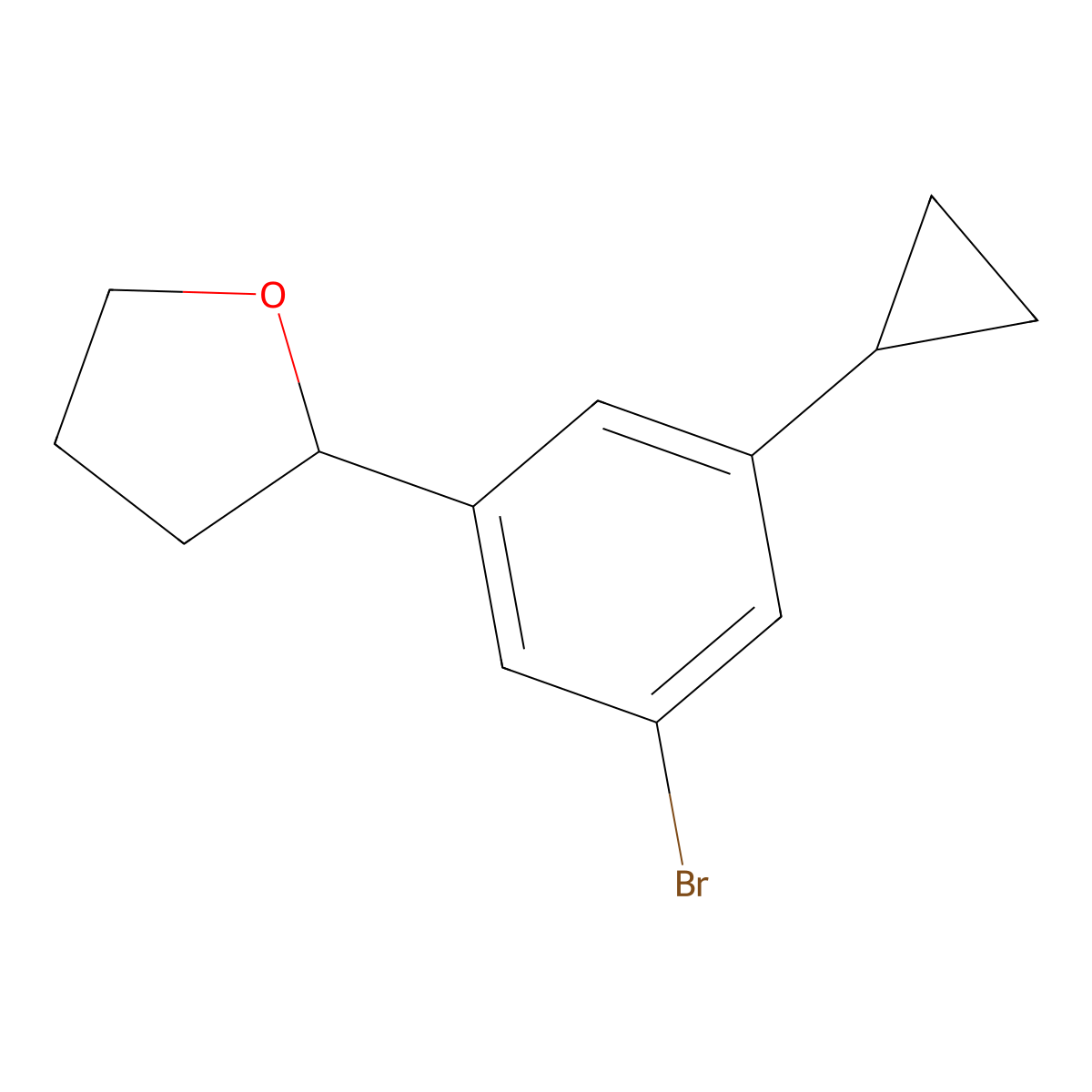 2-(3-Bromo-5-cyclopropylphenyl)tetrahydrofuran molecular structure, CAS 2222937-82-6