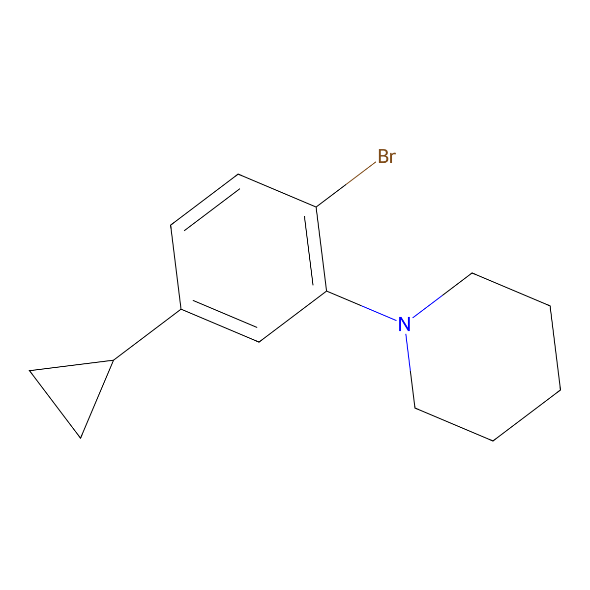 1-(2-Bromo-5-cyclopropylphenyl)piperidine molecular structure, CAS 2222937-84-8
