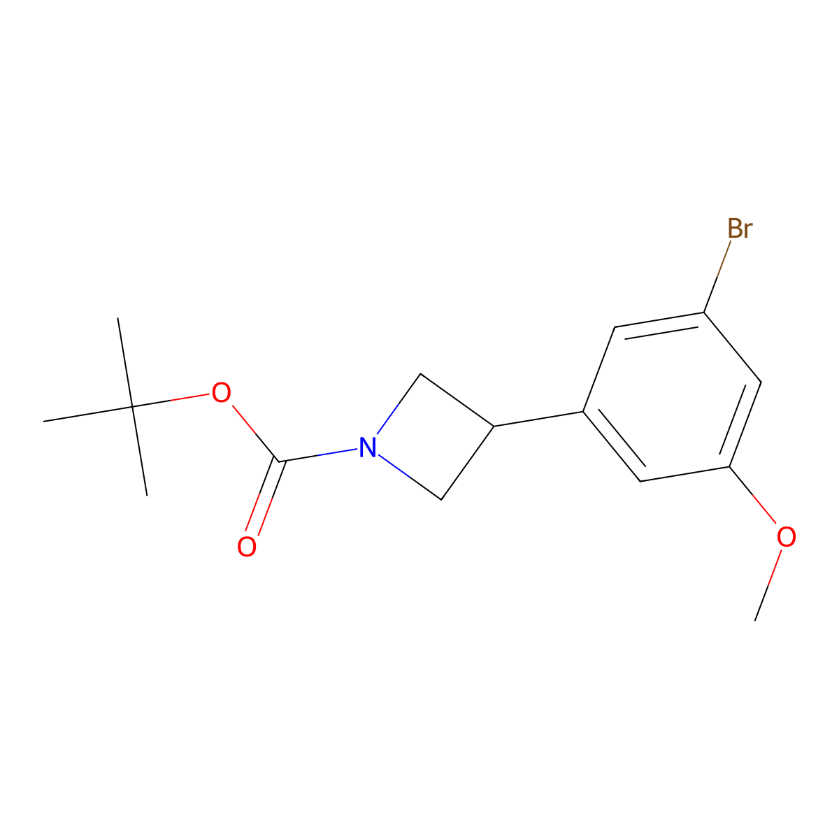 Tert-butyl 3-(3-bromo-5-methoxyphenyl)azetidine-1-carboxylate molecular structure, CAS 2222937-87-1