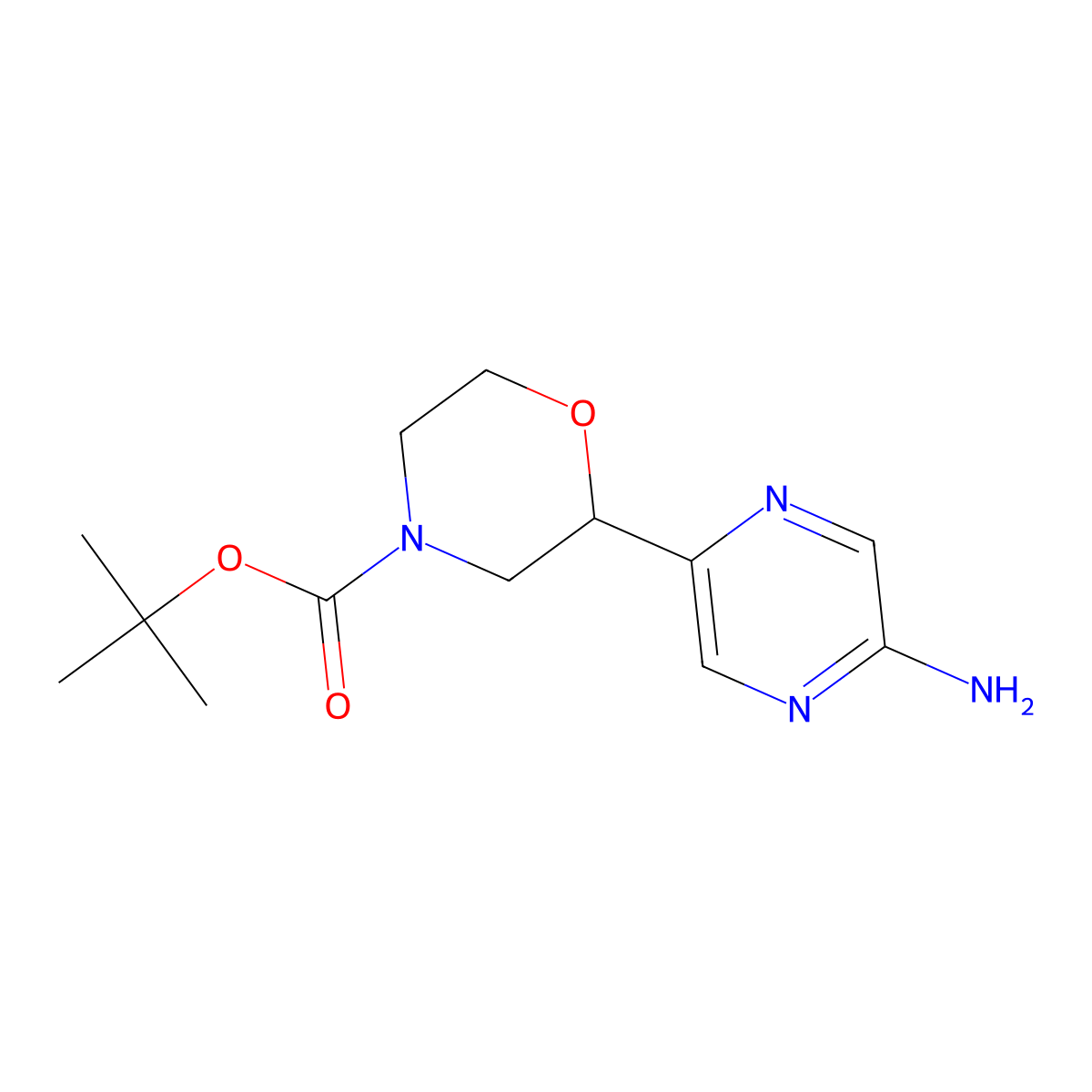 Tert-butyl 2-(5-aminopyrazin-2-yl)morpholine-4-carboxylate molecular structure, CAS 2222937-89-3