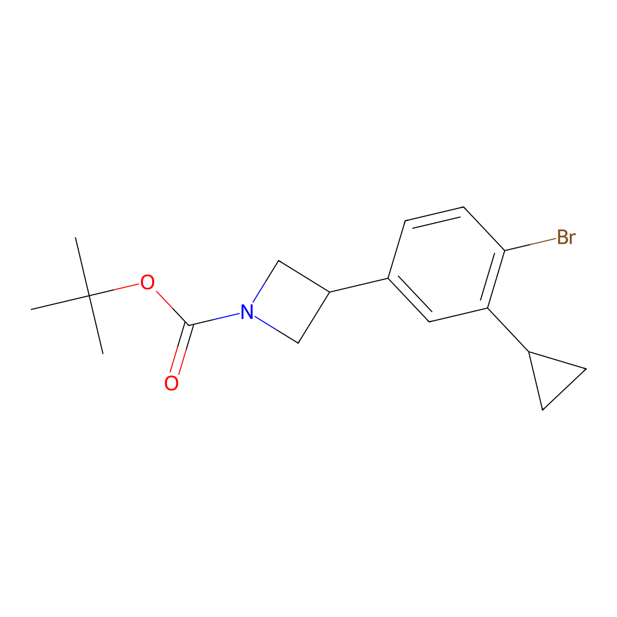 Tert-butyl 3-(4-bromo-3-cyclopropylphenyl)azetidine-1-carboxylate molecular structure, CAS 2222937-91-7