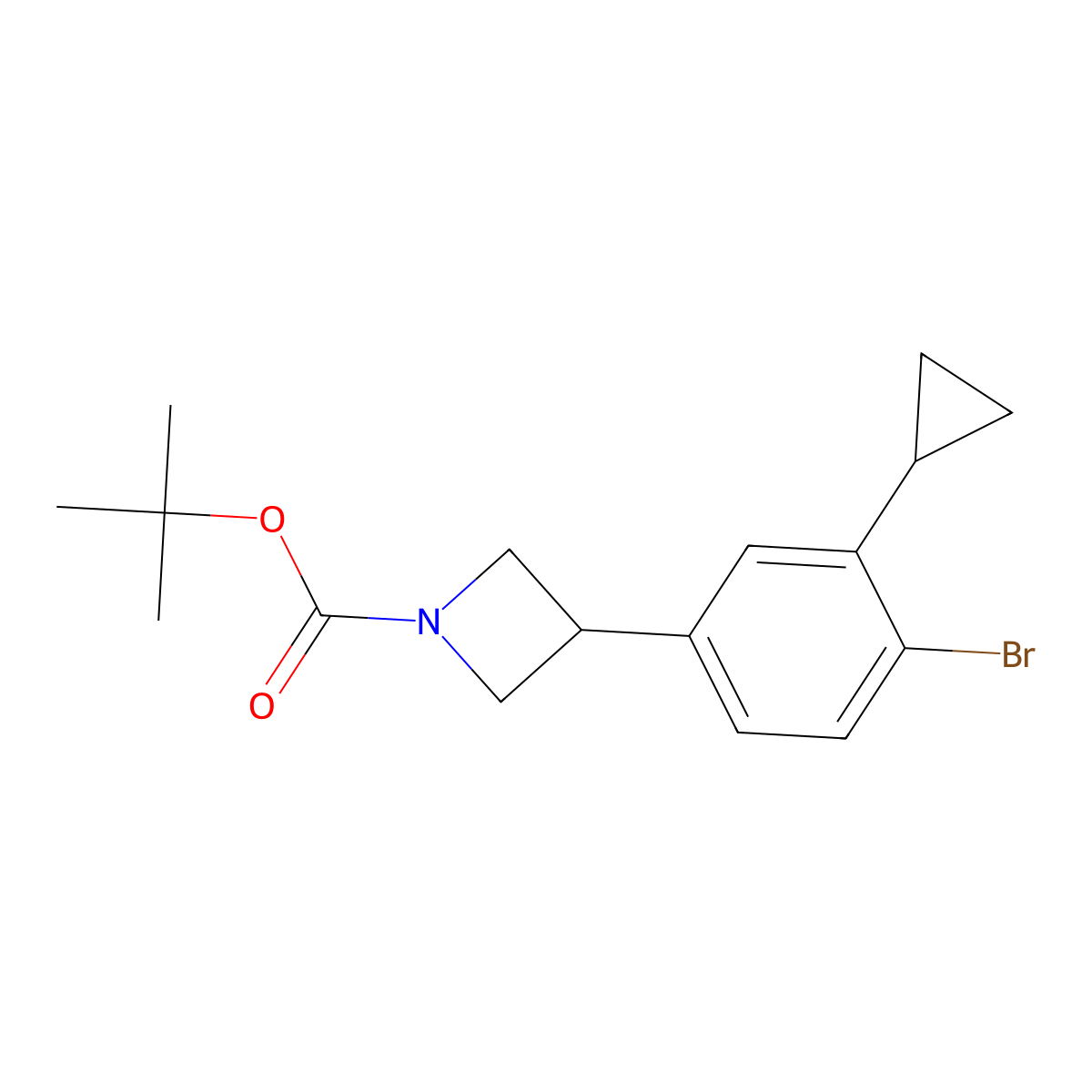Tert-butyl 3-(4-bromo-3-cyclopropylphenyl)azetidine-1-carboxylate molecular structure, CAS 2222937-91-7