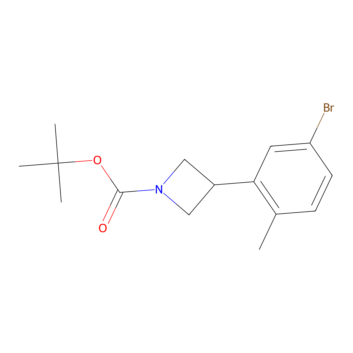 Tert-butyl 3-(5-bromo-2-methylphenyl)azetidine-1-carboxylate molecular structure, CAS 2222937-94-0