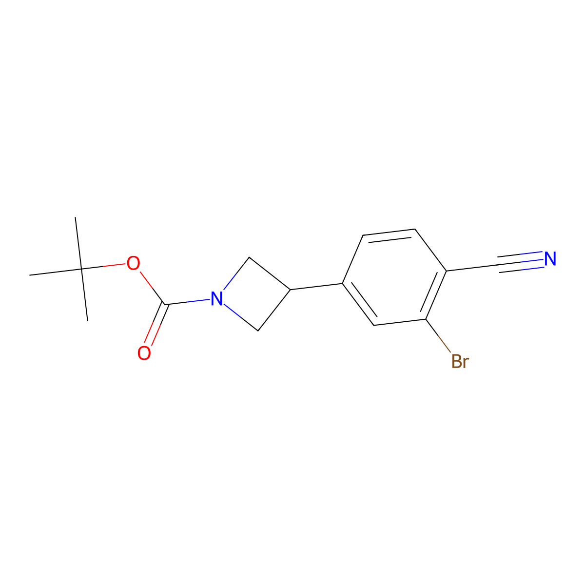 Tert-butyl 3-(3-bromo-4-cyanophenyl)azetidine-1-carboxylate molecular structure, CAS 2222937-96-2
