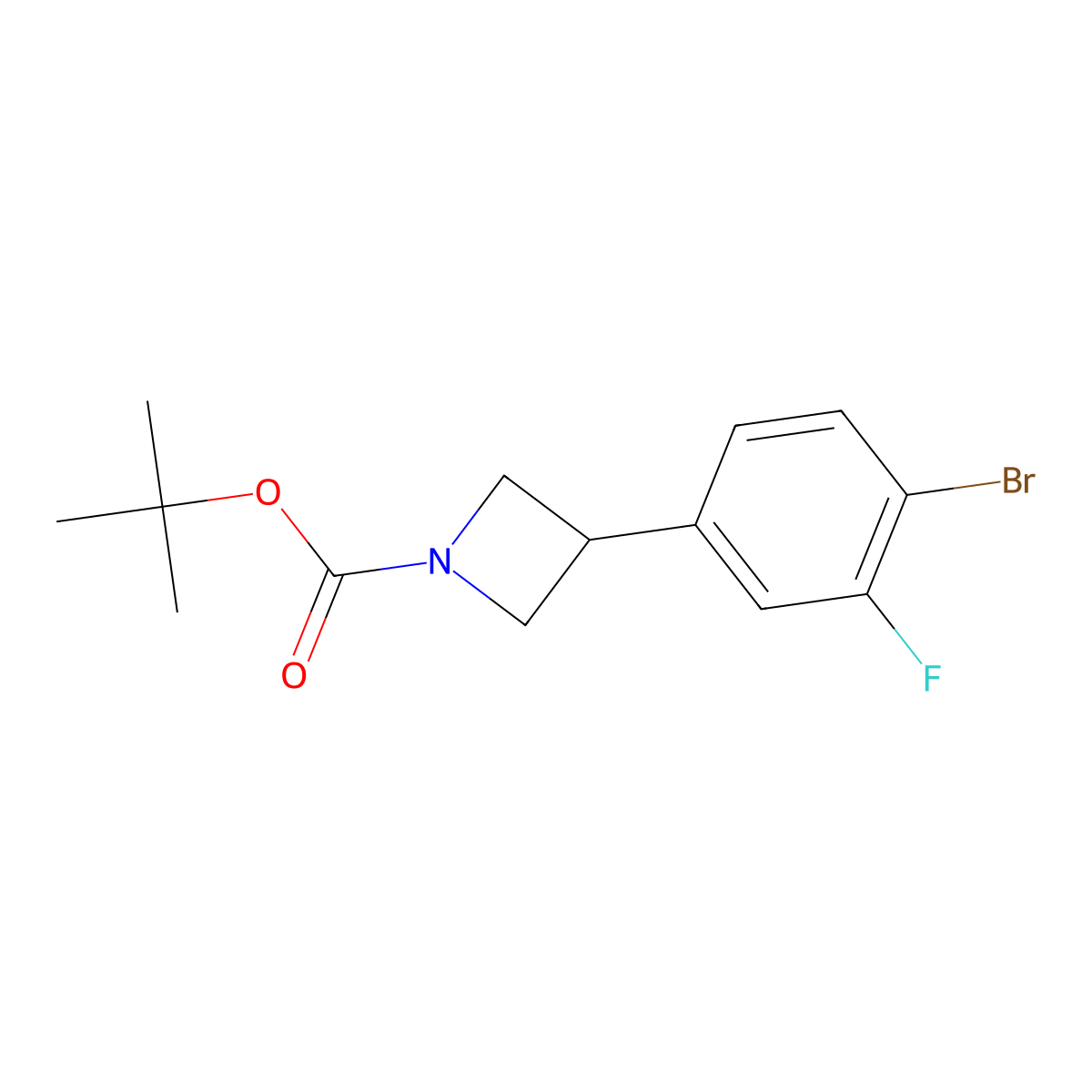 Tert-butyl 3-(4-bromo-3-fluorophenyl)azetidine-1-carboxylate molecular structure, CAS 2222938-11-4