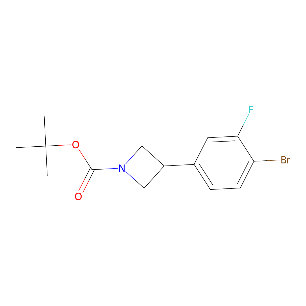 Tert-butyl 3-(4-bromo-3-fluorophenyl)azetidine-1-carboxylate molecular structure, CAS 2222938-11-4