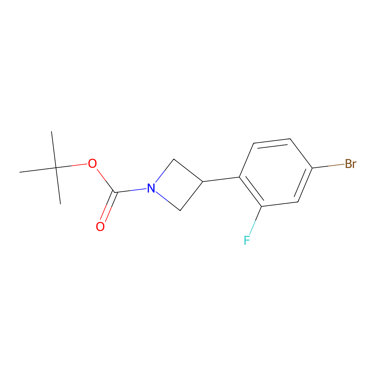 Tert-butyl 3-(4-bromo-2-fluorophenyl)azetidine-1-carboxylate molecular structure, CAS 2222938-12-5