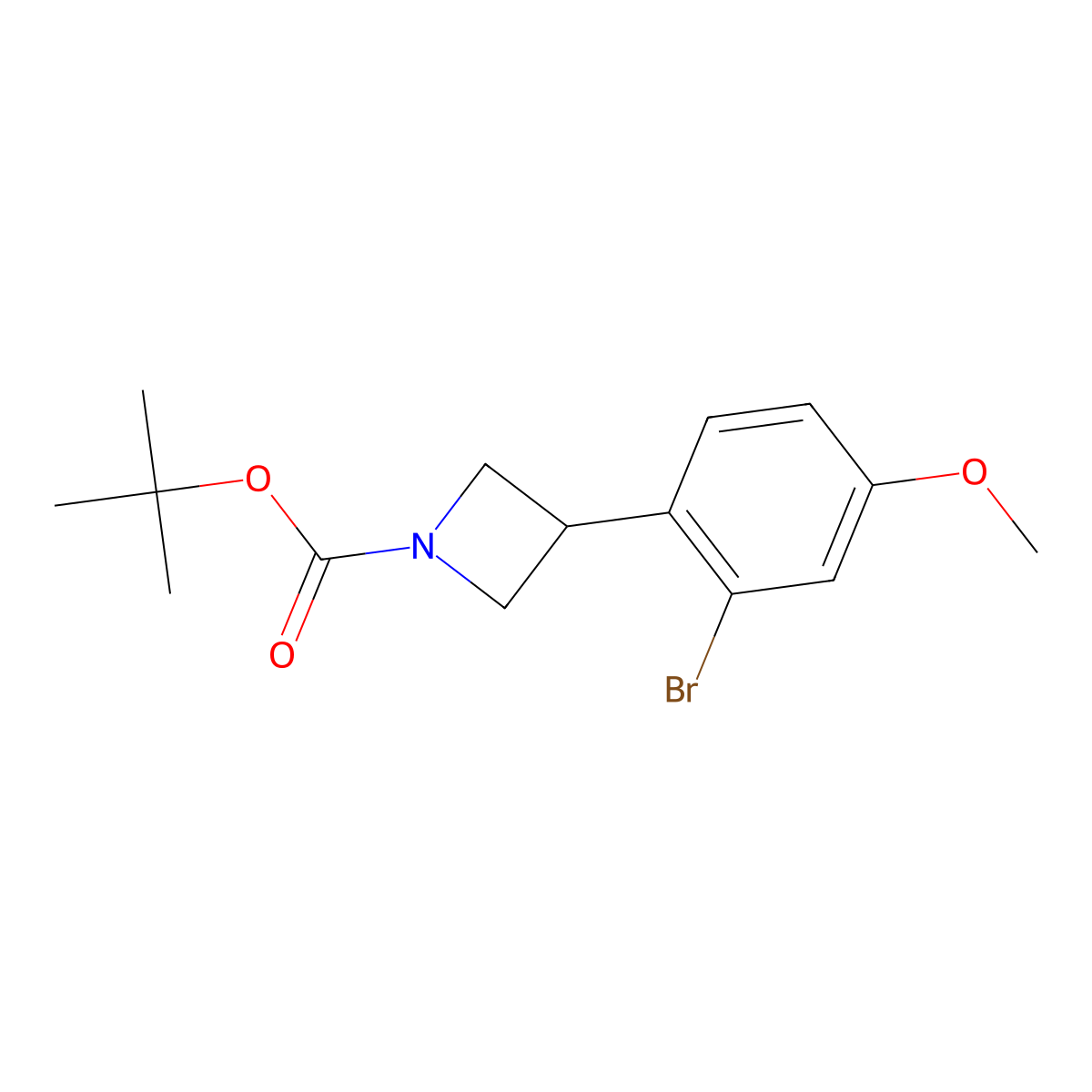 Tert-butyl 3-(2-bromo-4-methoxyphenyl)azetidine-1-carboxylate molecular structure, CAS 2222938-14-7