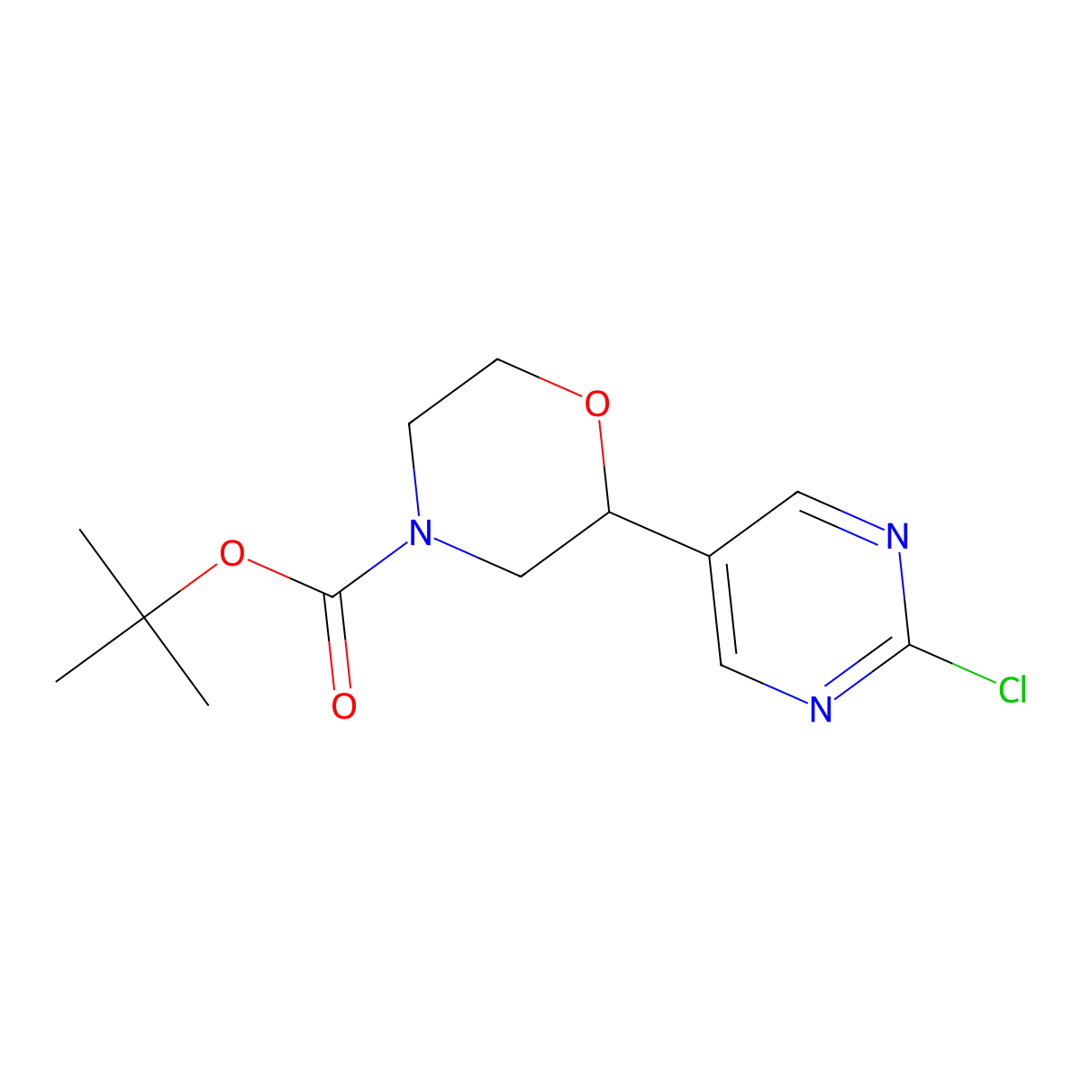 tert-Butyl 2-(2-chloropyrimidin-5-yl)morpholine-4-carboxylate molecular structure, CAS 2222938-15-8