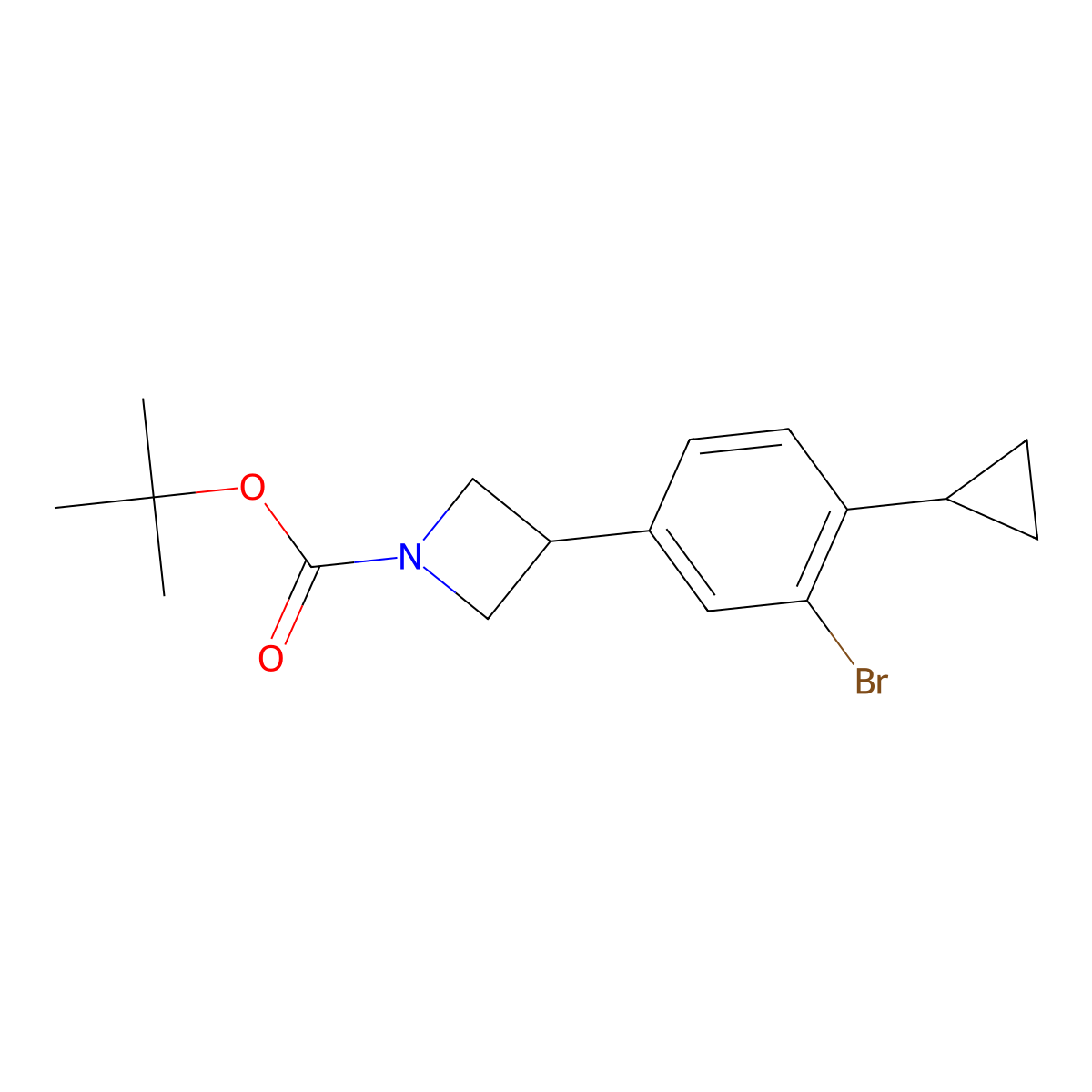 Tert-butyl 3-(3-bromo-4-cyclopropylphenyl)azetidine-1-carboxylate molecular structure, CAS 2222938-16-9