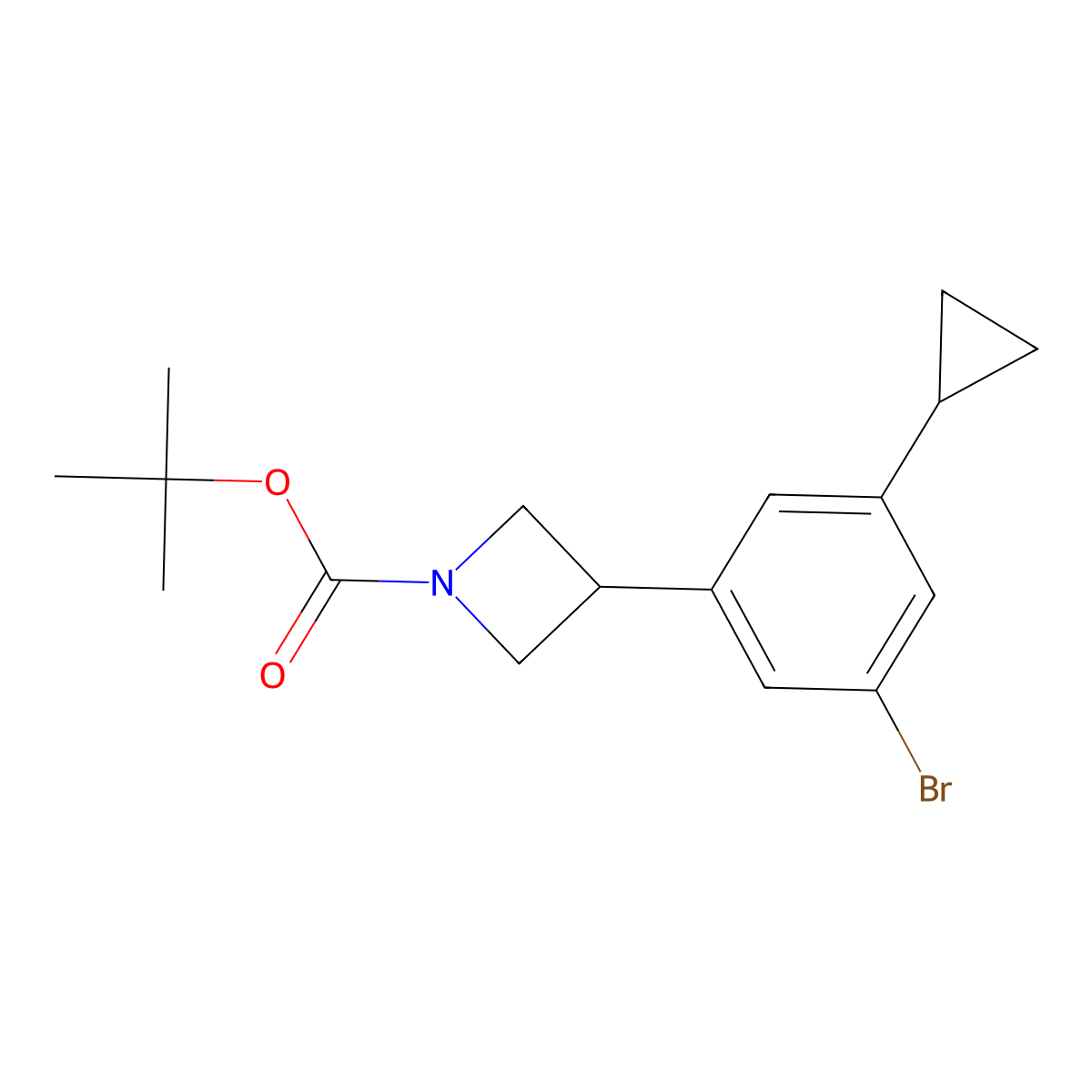 Tert-butyl 3-(3-bromo-5-cyclopropylphenyl)azetidine-1-carboxylate molecular structure, CAS 2222938-22-7