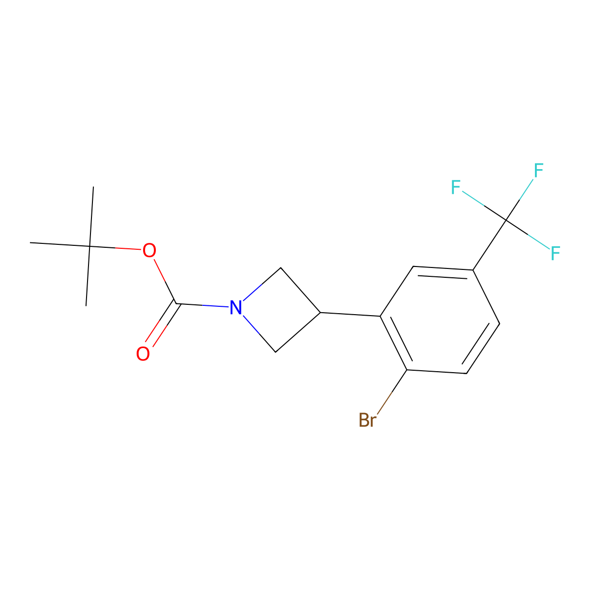 Tert-butyl 3-(2-bromo-5-(trifluoromethyl)phenyl)azetidine-1-carboxylate molecular structure, CAS 2222938-23-8