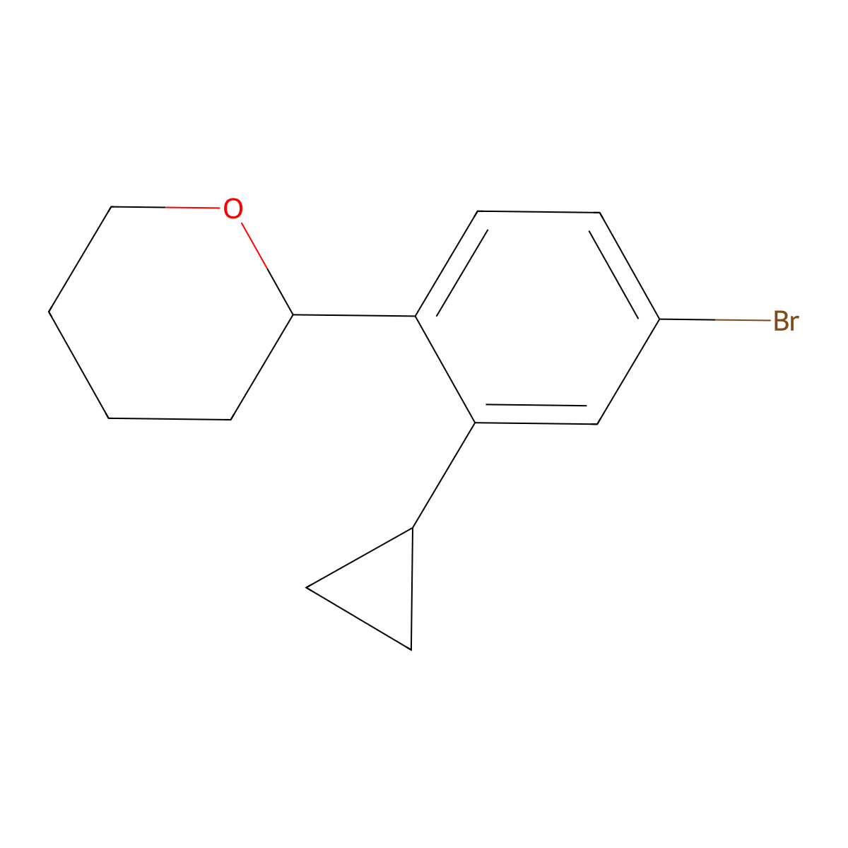 2-(4-bromo-2-cyclopropylphenyl)tetrahydro-2H-pyran molecular structure, CAS 2222938-24-9