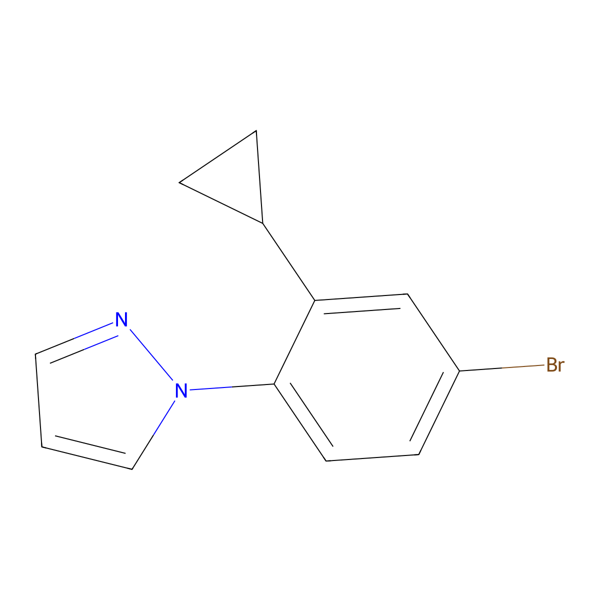 1-(4-bromo-2-cyclopropylphenyl)-1H-pyrazole molecular structure, CAS 2222938-25-0