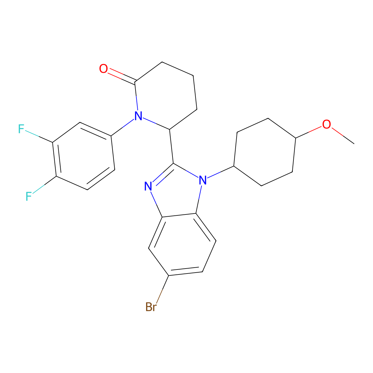 (S)-6-(5-Bromo-1-((1r,4S)-4-methoxycyclohexyl)-1H-benzo[d]imidazol-2-yl)-1-(3,4-difluorophenyl)piperidin-2-one molecular structure, CAS 2222964-03-4