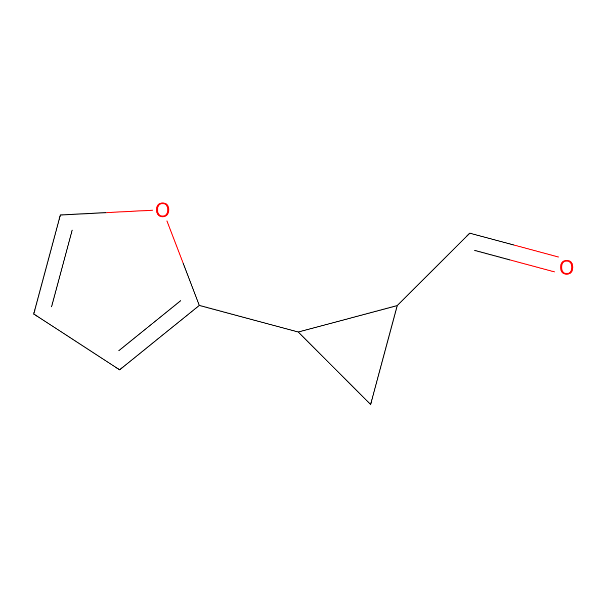 rac-(1R,2R)-2-(furan-2-yl)cyclopropane-1-carbaldehyde molecular structure, CAS 2222994-23-0