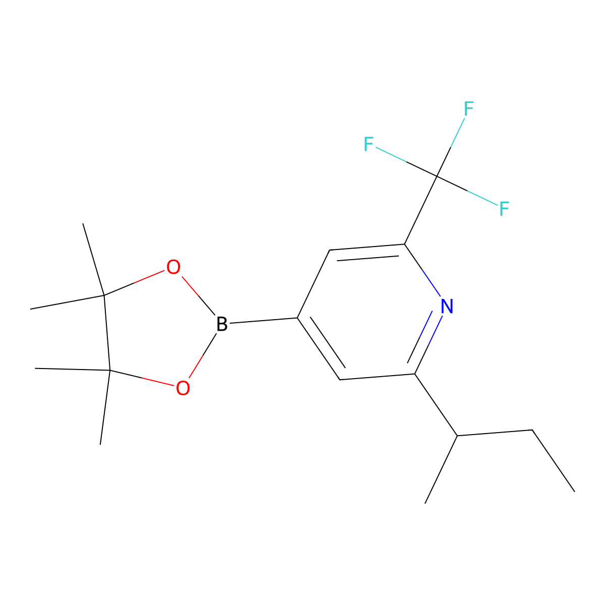 2-(sec-Butyl)-6-trifluoromethylpyridine-4-boronic acid pinacol ester molecular structure, CAS 2222995-73-3