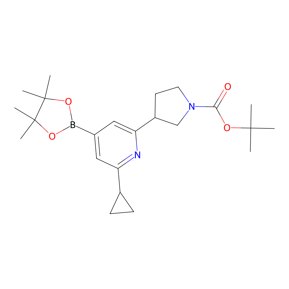 2-Cyclopropyl-6-(N-Boc-Pyrrolidin-3-yl)pyridine-4-boronic acid pinacol ester molecular structure, CAS 2222995-79-9