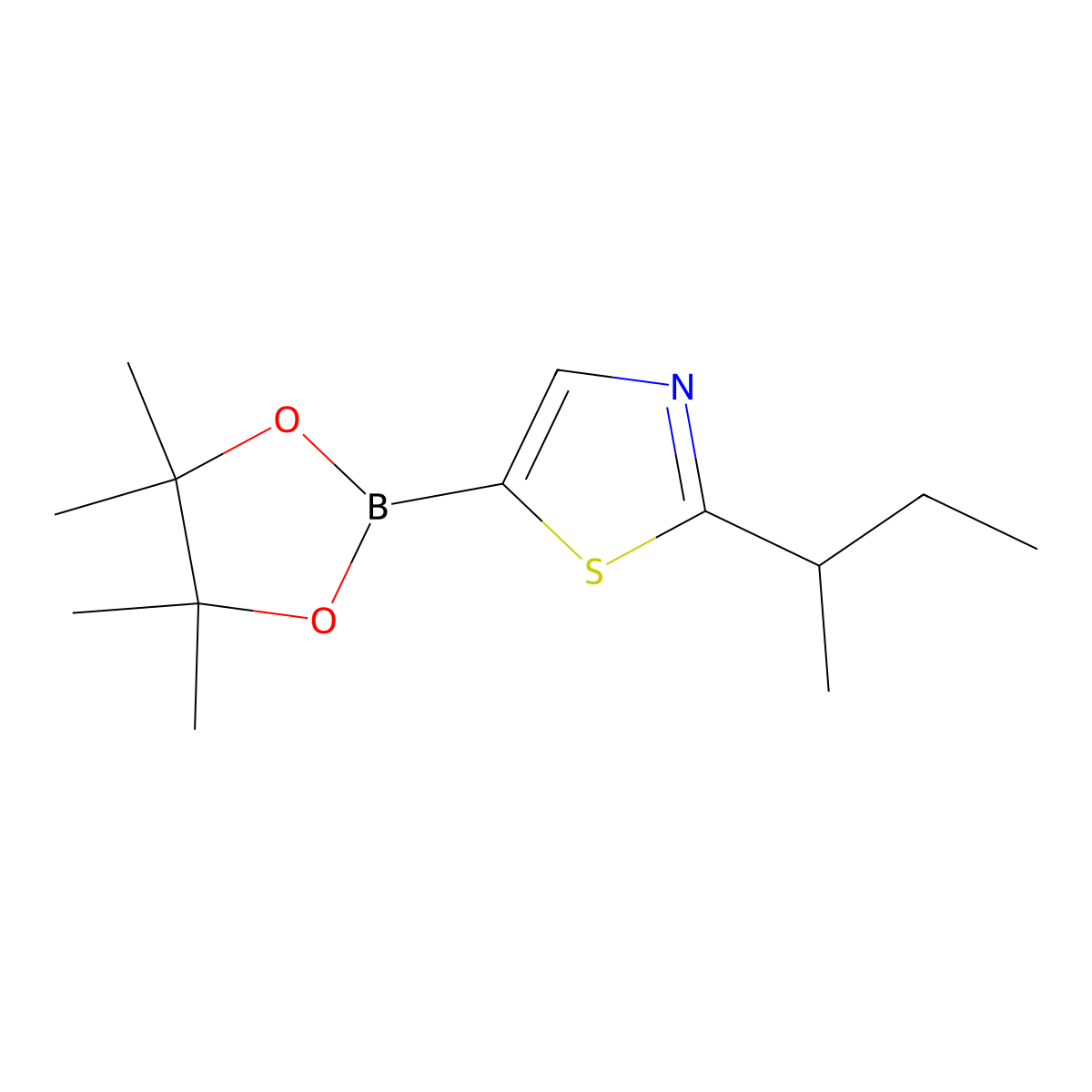 2-(Sec-butyl)-5-(4,4,5,5-tetramethyl-1,3,2-dioxaborolan-2-yl)thiazole molecular structure, CAS 2222995-81-3