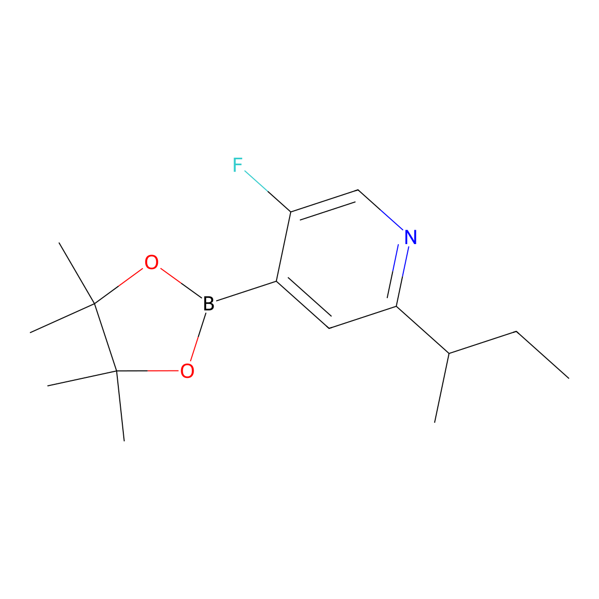2-(Sec-butyl)-5-fluoro-4-(4,4,5,5-tetramethyl-1,3,2-dioxaborolan-2-yl)pyridine molecular structure, CAS 2222995-85-7