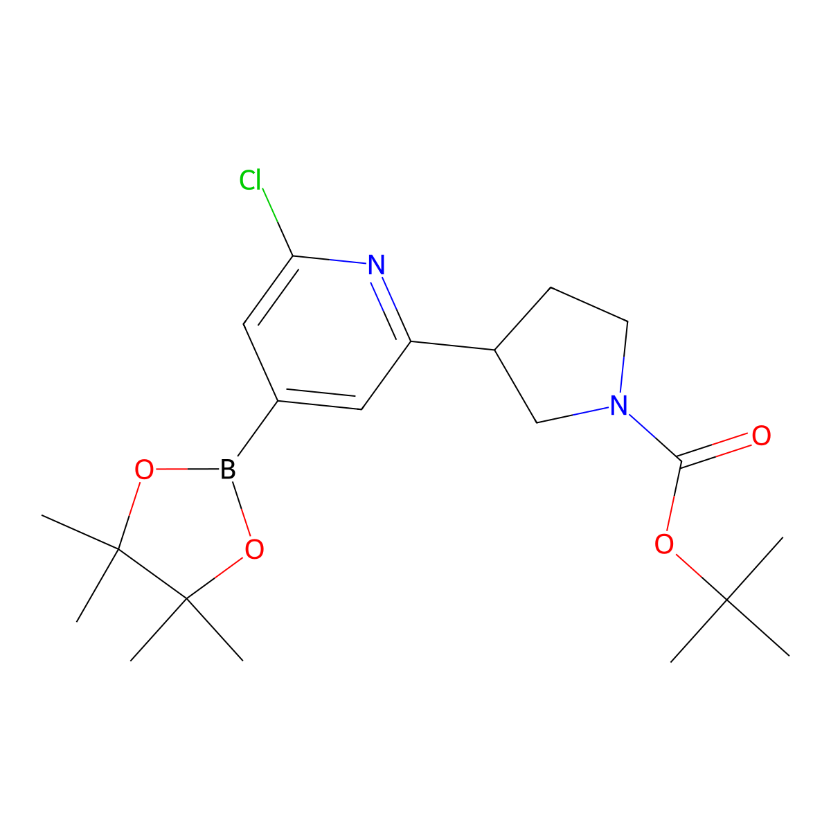 2-Chloro-6-(N-Boc-Pyrrolidin-3-yl)pyridine-4-boronic acid pinacol ester molecular structure, CAS 2222995-87-9