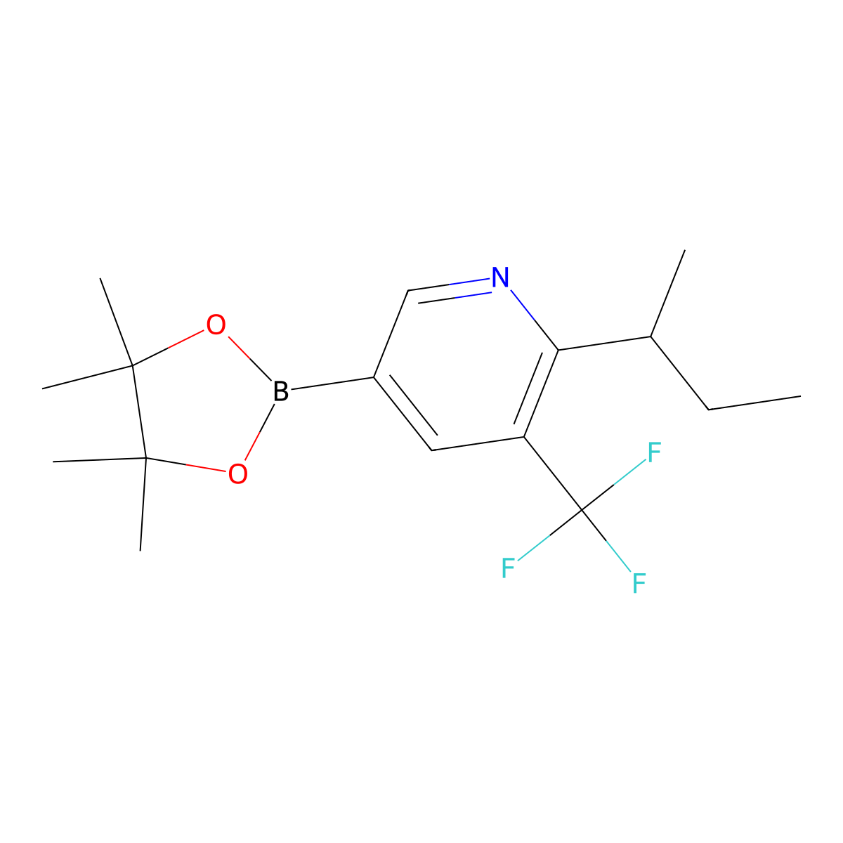 6-(sec-Butyl)-5-trifluoromethylpyridine-3-boronic acid pinacol ester molecular structure, CAS 2222995-93-7
