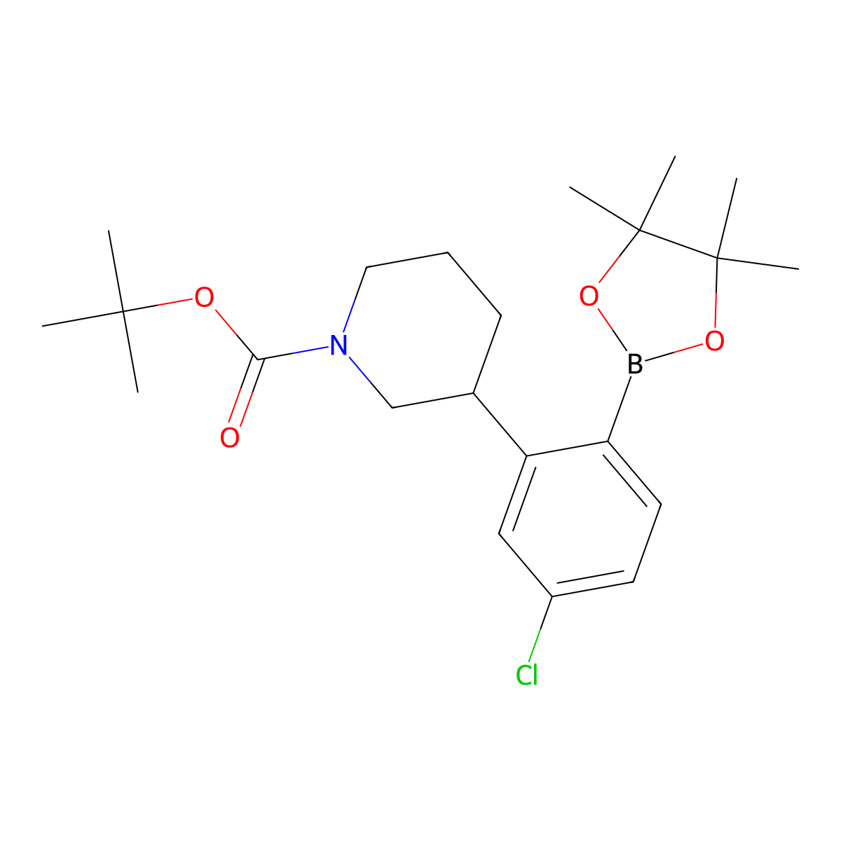 2-(N-Boc-Piperidin-3-yl)-4-chlorophenylboronic acid pinacol ester molecular structure, CAS 2222995-99-3