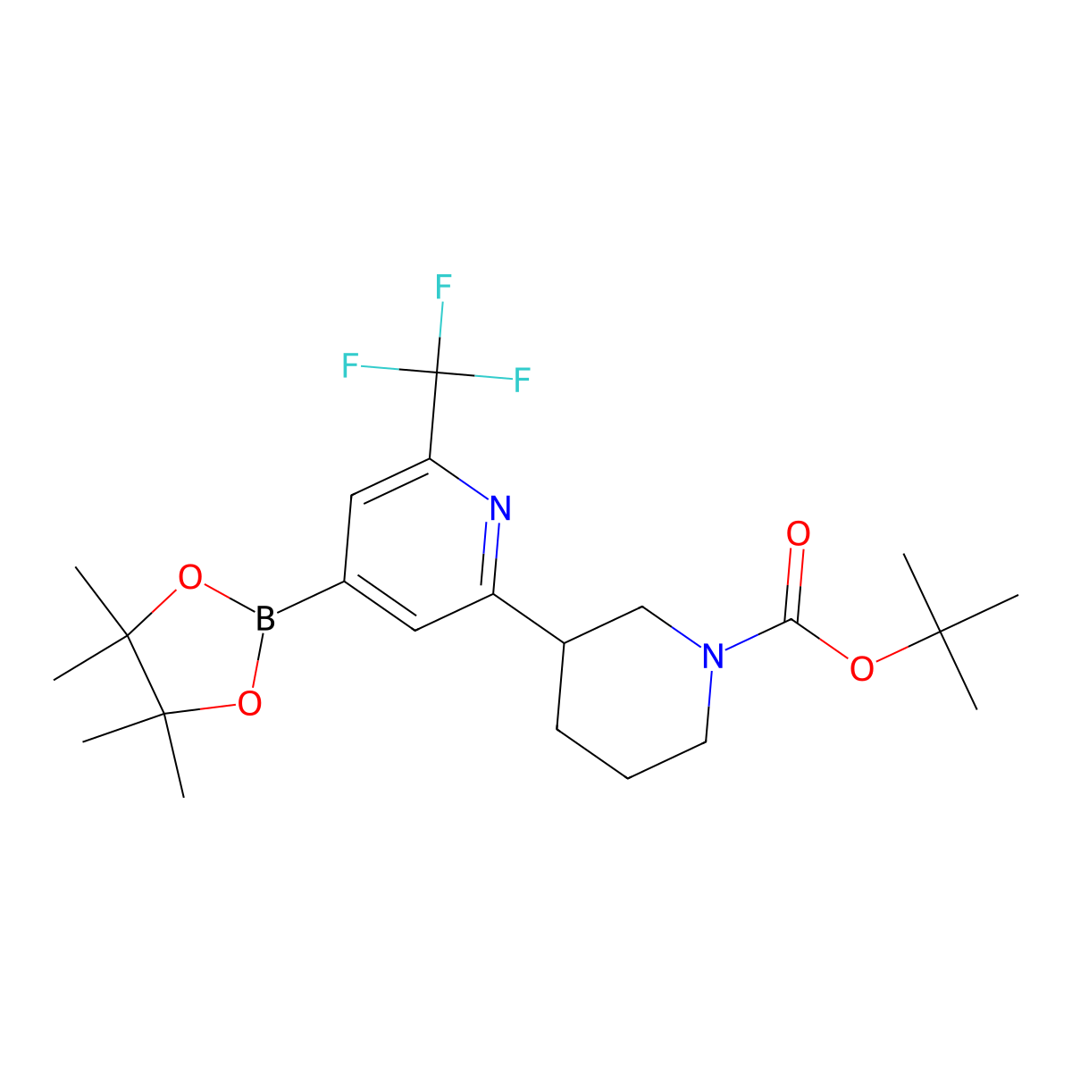 2-Trifluoromethyl-6-(N-Boc-piperidin-3-yl)pyridine-4-boronic acid pinacol ester molecular structure, CAS 2222996-00-9