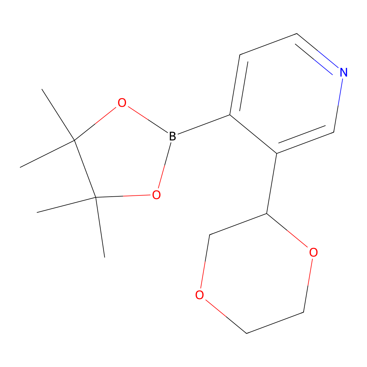 3-(1,4-Dioxan-2-yl)pyridine-4-boronic acid pinacol ester molecular structure, CAS 2222996-04-3