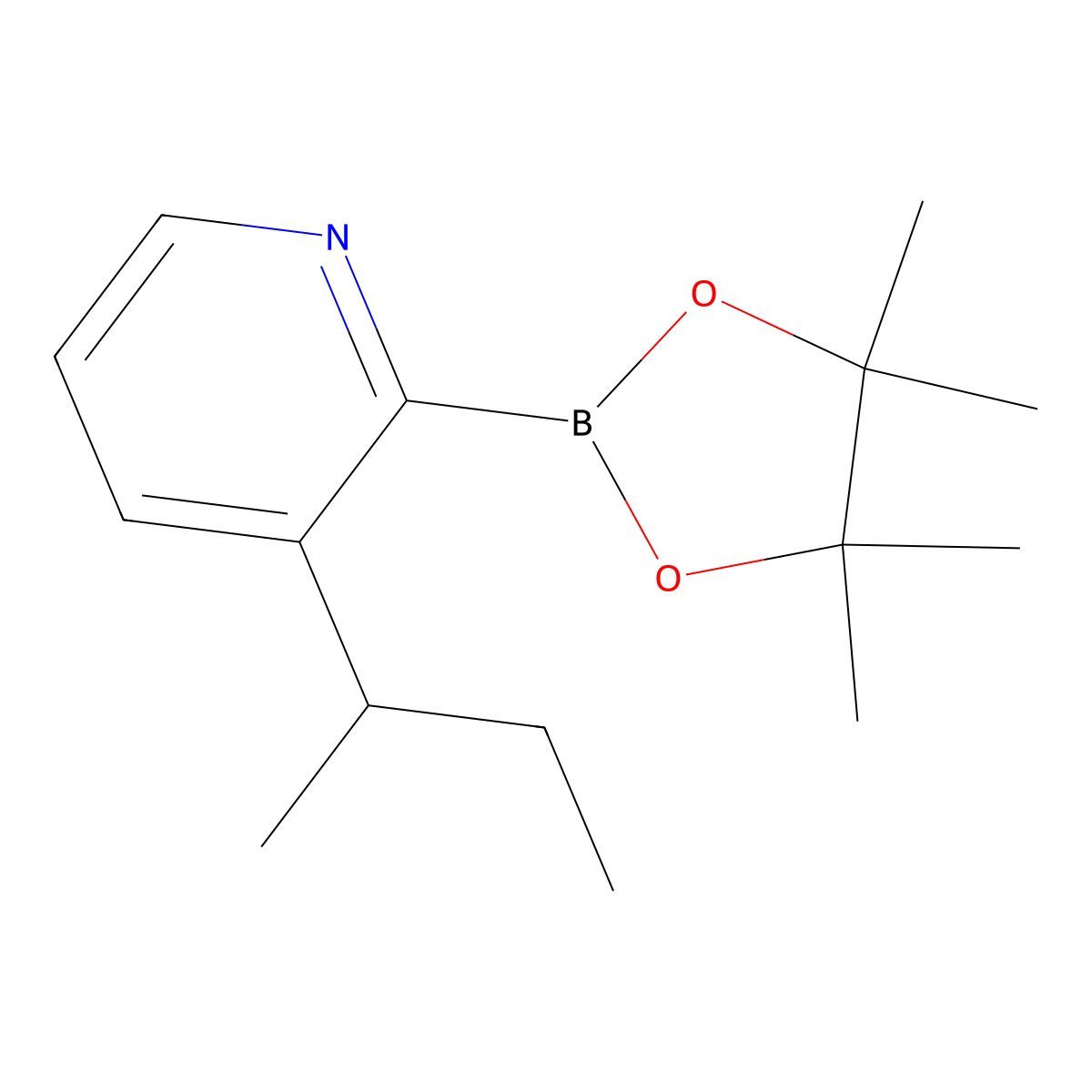 3-(sec-Butyl)pyridine-2-boronic acid pinacol ester molecular structure, CAS 2222996-09-8