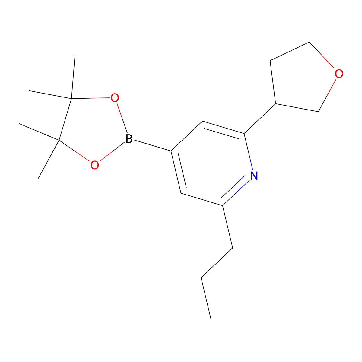 2-(n-Propyl)-6-(oxolan-3-yl)pyridine-4-boronic acid pinacol ester molecular structure, CAS 2222996-10-1