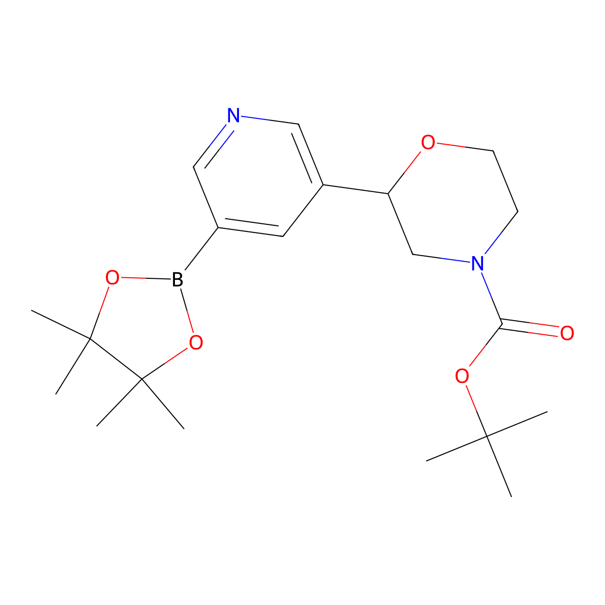 5-(N-Boc-morpholin-2-yl)pyridine-3-boronic acid pinacol ester molecular structure, CAS 2222996-16-7