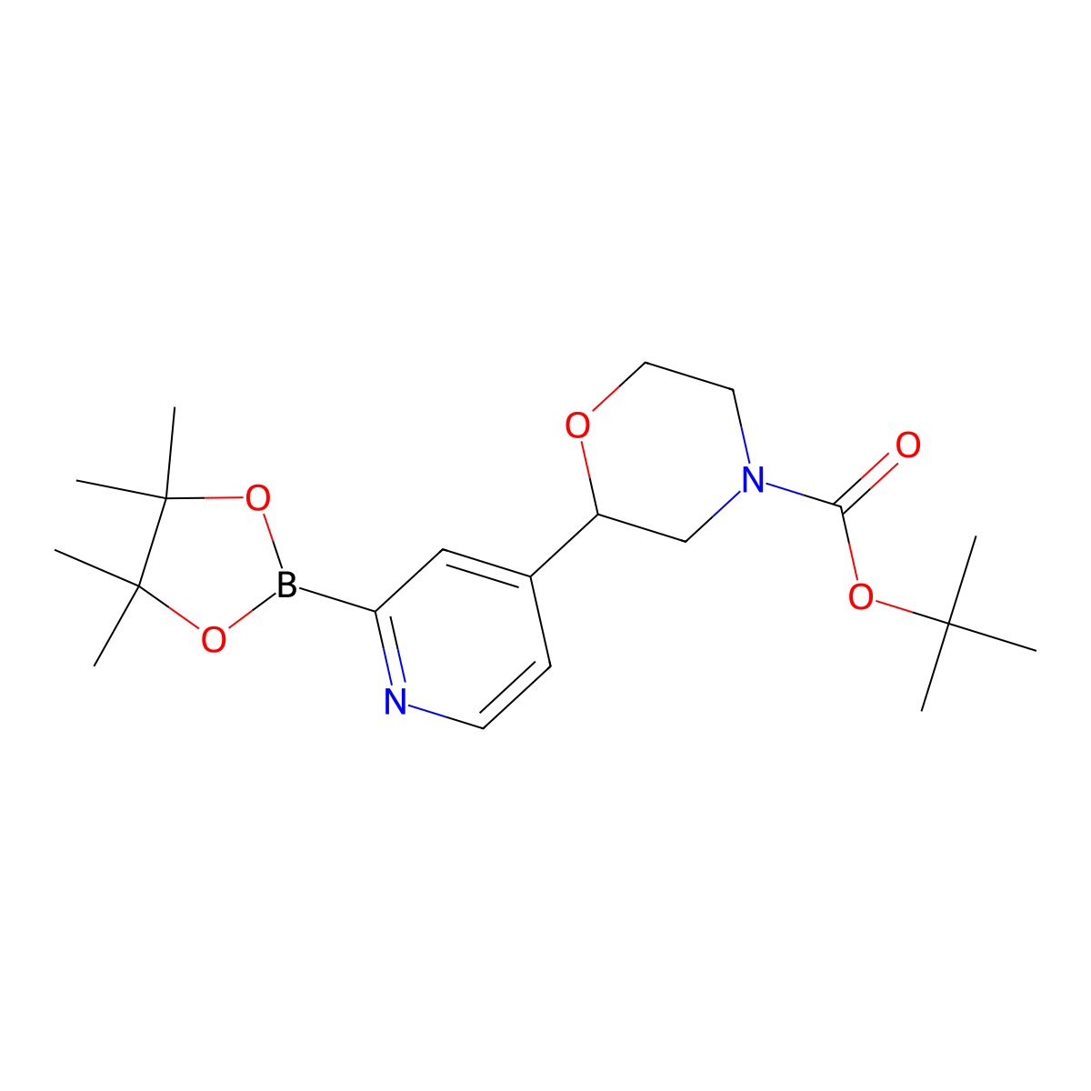 4-(N-Boc-morpholin-2-yl)pyridine-2-boronic acid pinacol ester molecular structure, CAS 2222996-17-8