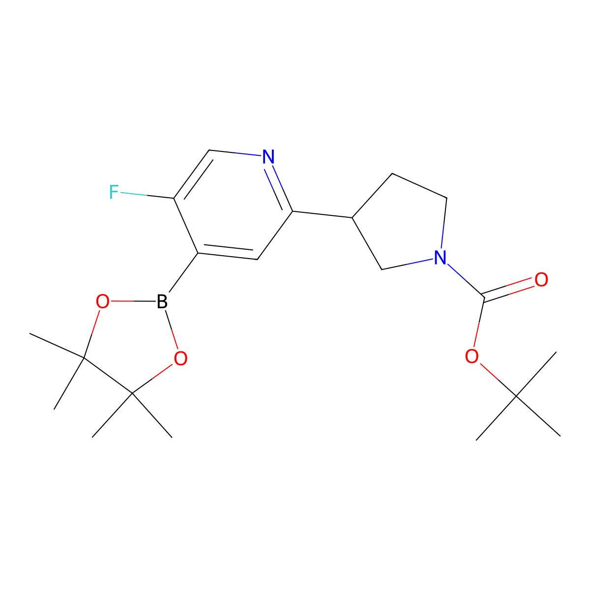 3-Fluoro-6-(N-Boc-pyrrolidin-3-yl)pyridine-4-boronic acid pinacol ester molecular structure, CAS 2222996-26-9