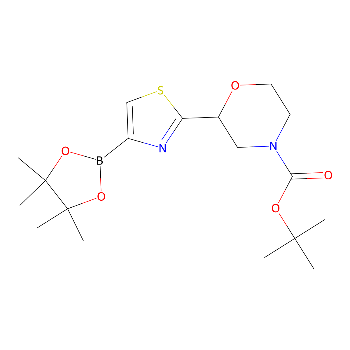 2-(N-Boc-Morpholin-2-yl)thiazole-4-boronic acid pinacol ester molecular structure, CAS 2222996-29-2