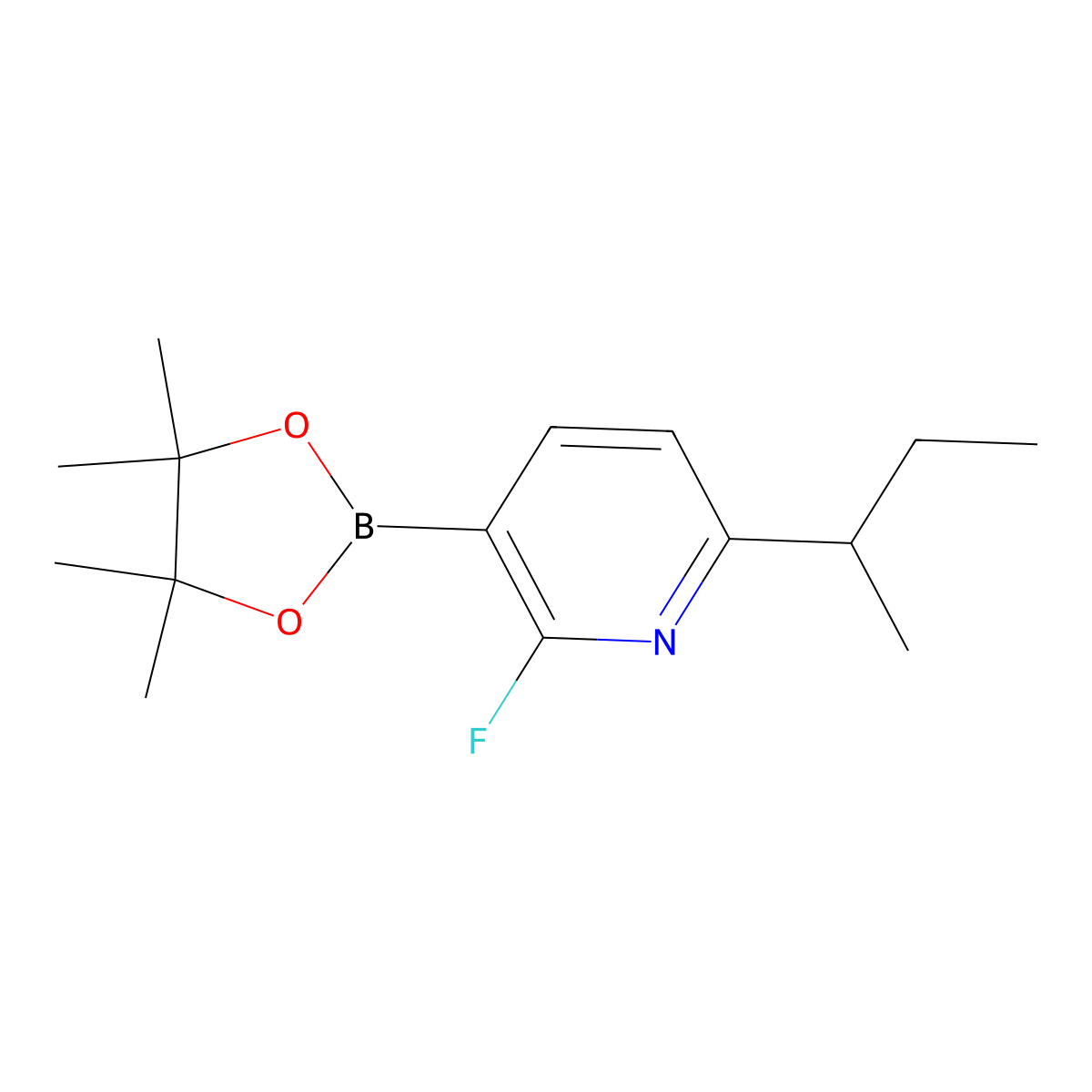 6-(Sec-butyl)-2-fluoro-3-(4,4,5,5-tetramethyl-1,3,2-dioxaborolan-2-yl)pyridine molecular structure, CAS 2222996-32-7