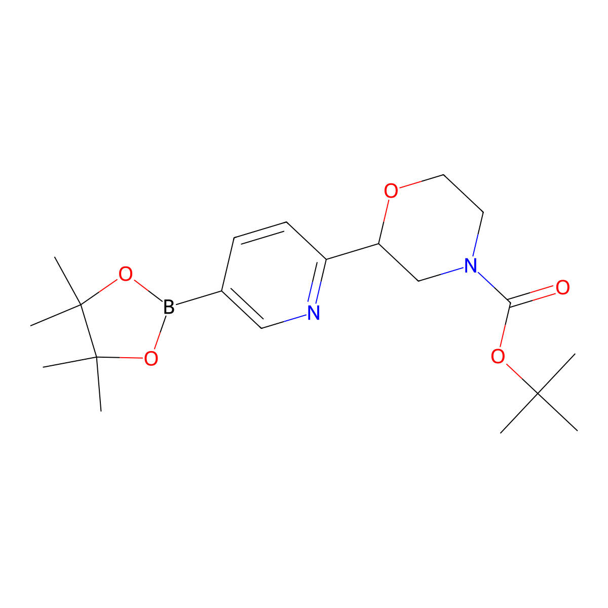 6-(N-Boc-morpholin-2-yl)pyridine-3-boronic acid pinacol ester molecular structure, CAS 2222996-46-3