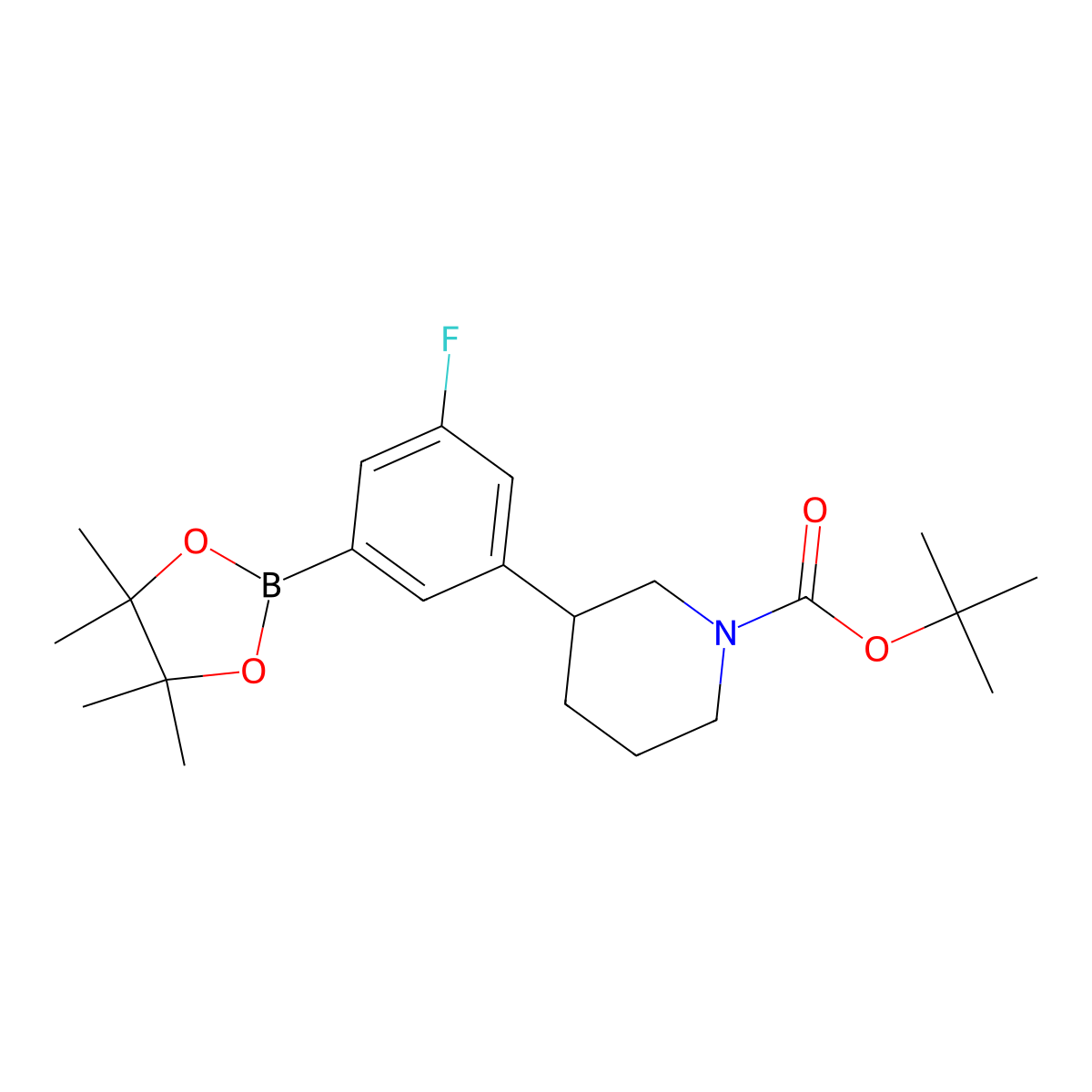 3-(1-Boc-3-piperidyl)-5-fluorophenylboronic acid pinacol ester molecular structure, CAS 2222996-49-6