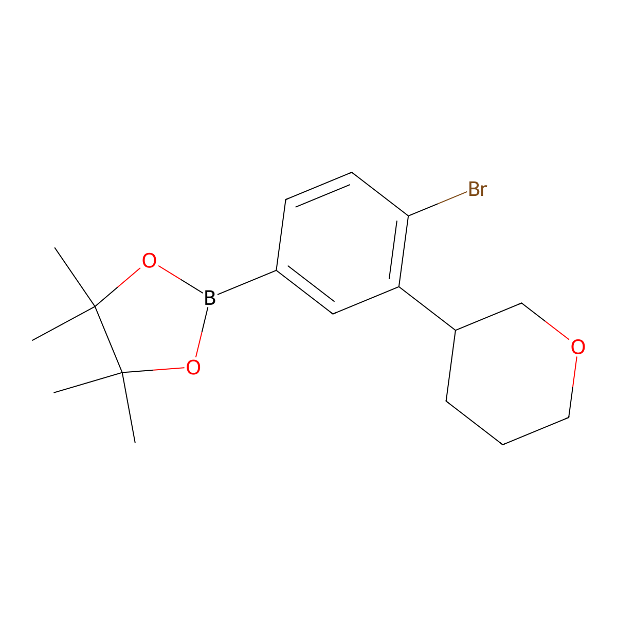 4-Bromo-3-(oxan-3-yl)phenylboronic acid pinacol ester molecular structure, CAS 2222996-50-9
