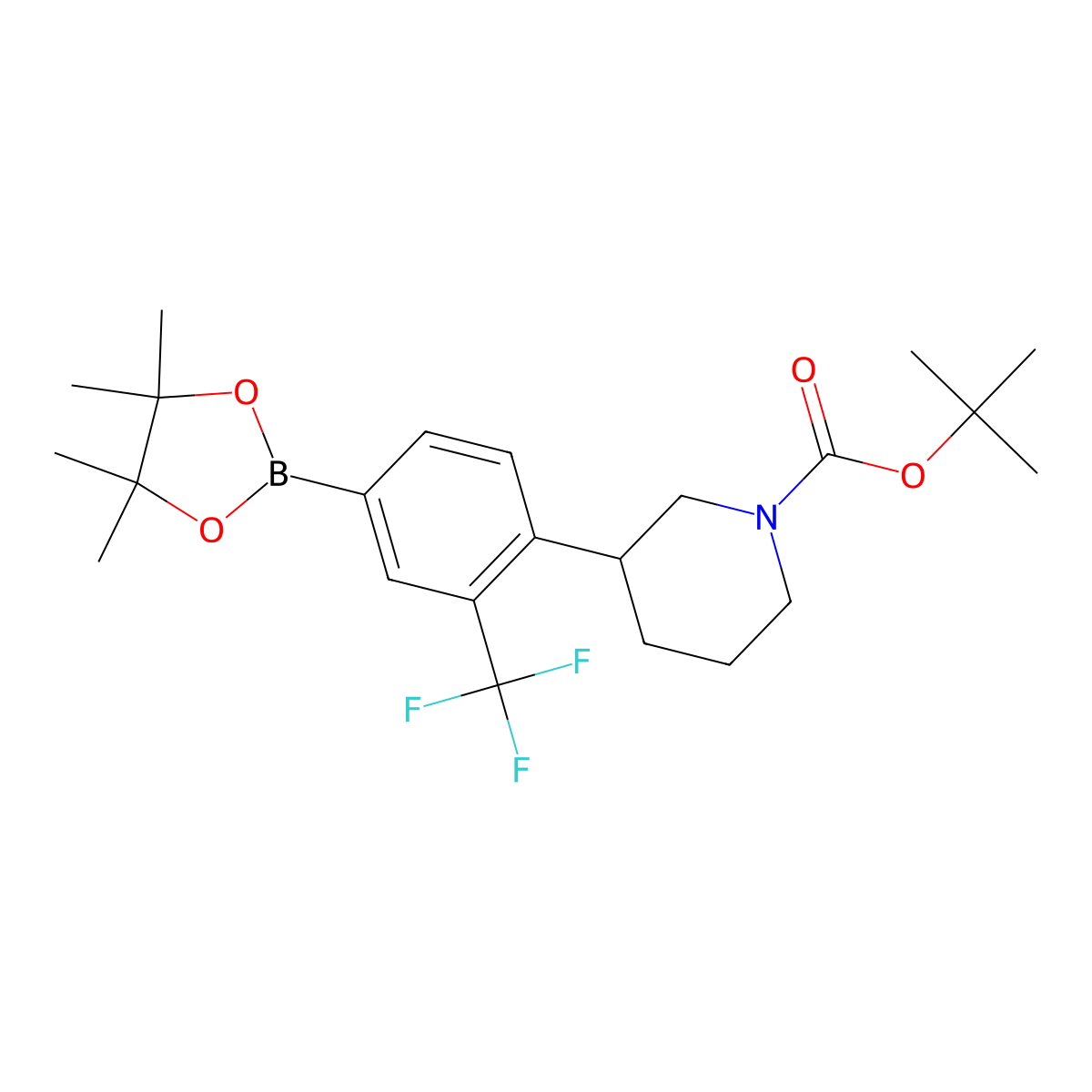 3-Trifluoromethyl-4-(N-Boc-piperidin-3-yl)phenylboronic acid pinacol ester molecular structure, CAS 2222996-61-2