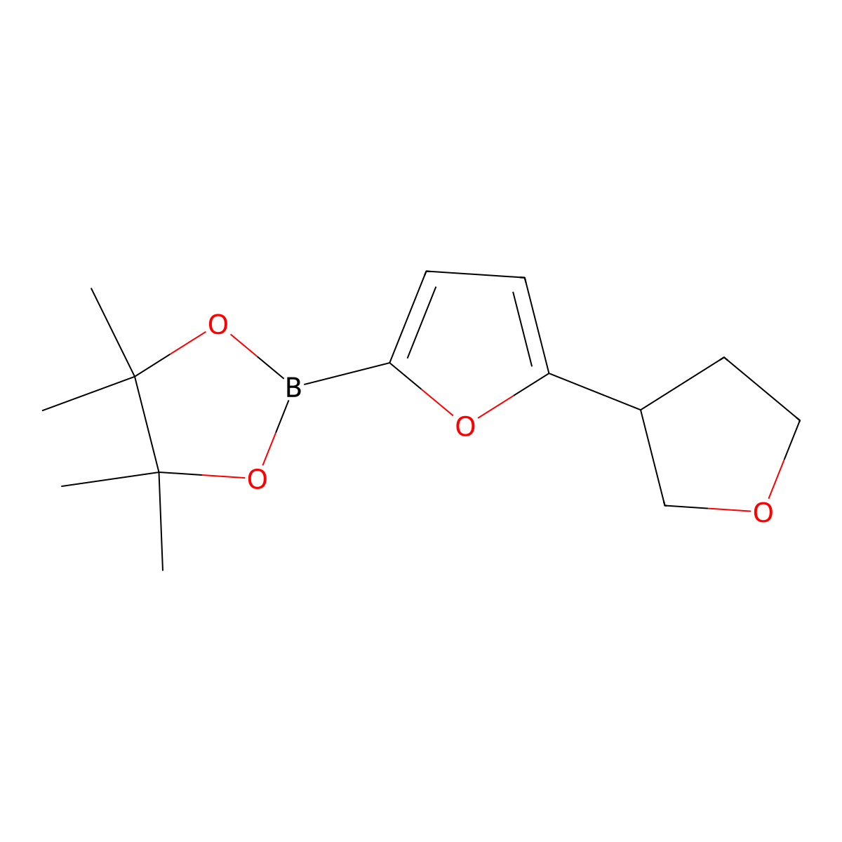 5-(Oxolan-3-yl)furan-2-boronic acid pinacol ester molecular structure, CAS 2222996-68-9