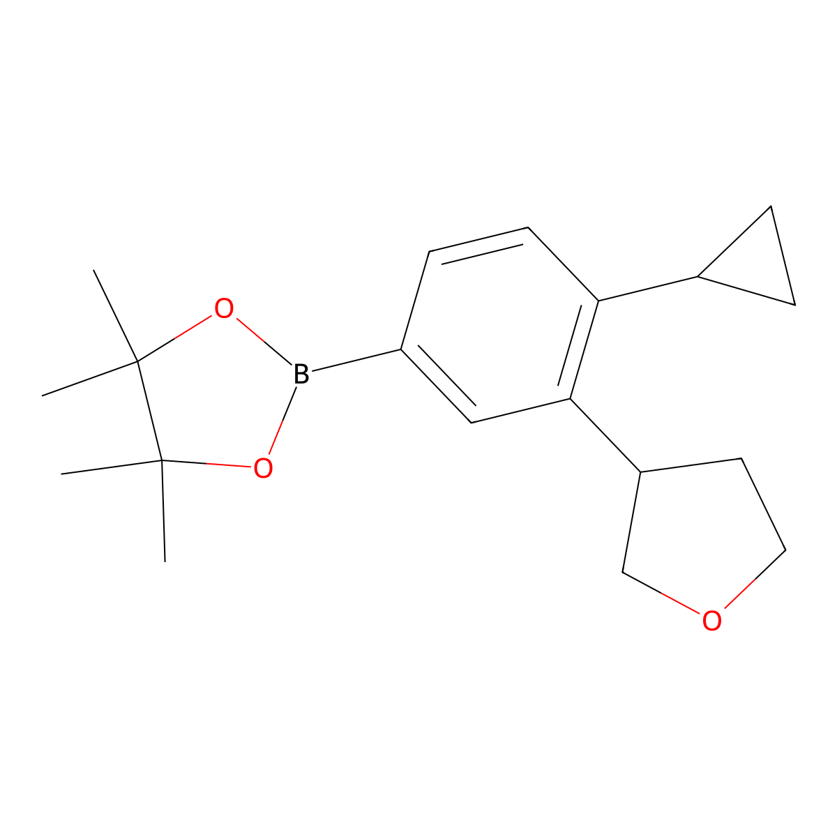 2-(4-Cyclopropyl-3-(tetrahydrofuran-3-yl)phenyl)-4,4,5,5-tetramethyl-1,3,2-dioxaborolane molecular structure, CAS 2222996-78-1