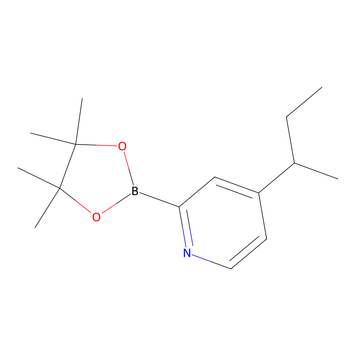 4-(Sec-butyl)-2-(4,4,5,5-tetramethyl-1,3,2-dioxaborolan-2-yl)pyridine molecular structure, CAS 2222997-01-3