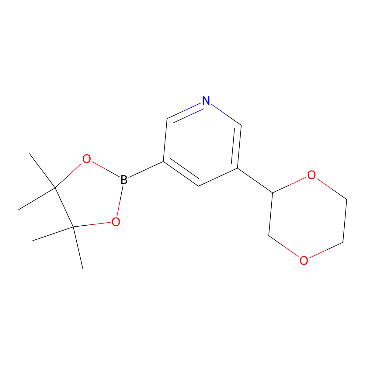 5-(Dioxan-2-yl)pyridine-3-boronic acid pinacol ester molecular structure, CAS 2222997-05-7