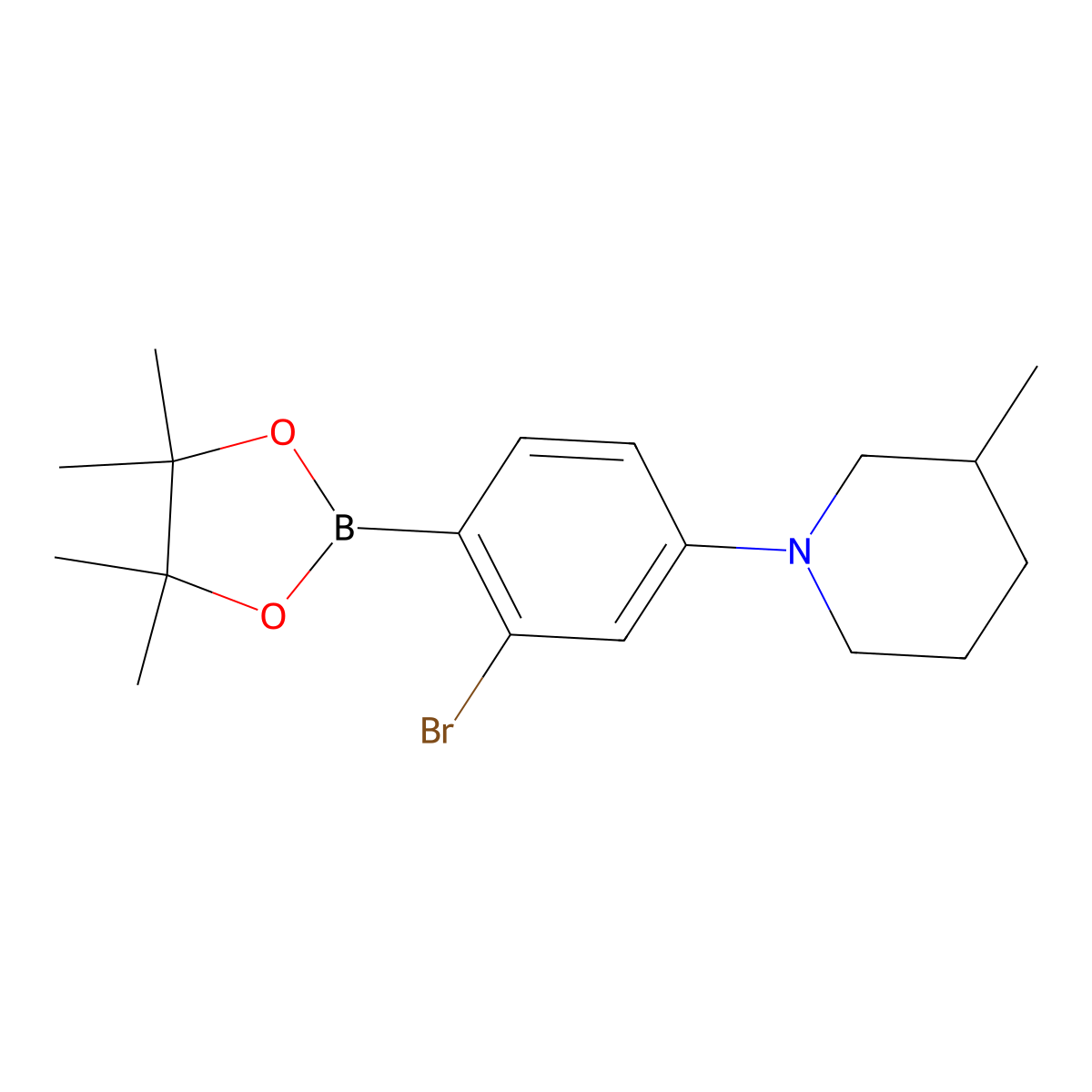 2-Bromo-4-(3-methylpiperidin-1-yl)phenylboronic acid pinacol ester molecular structure, CAS 2222997-07-9