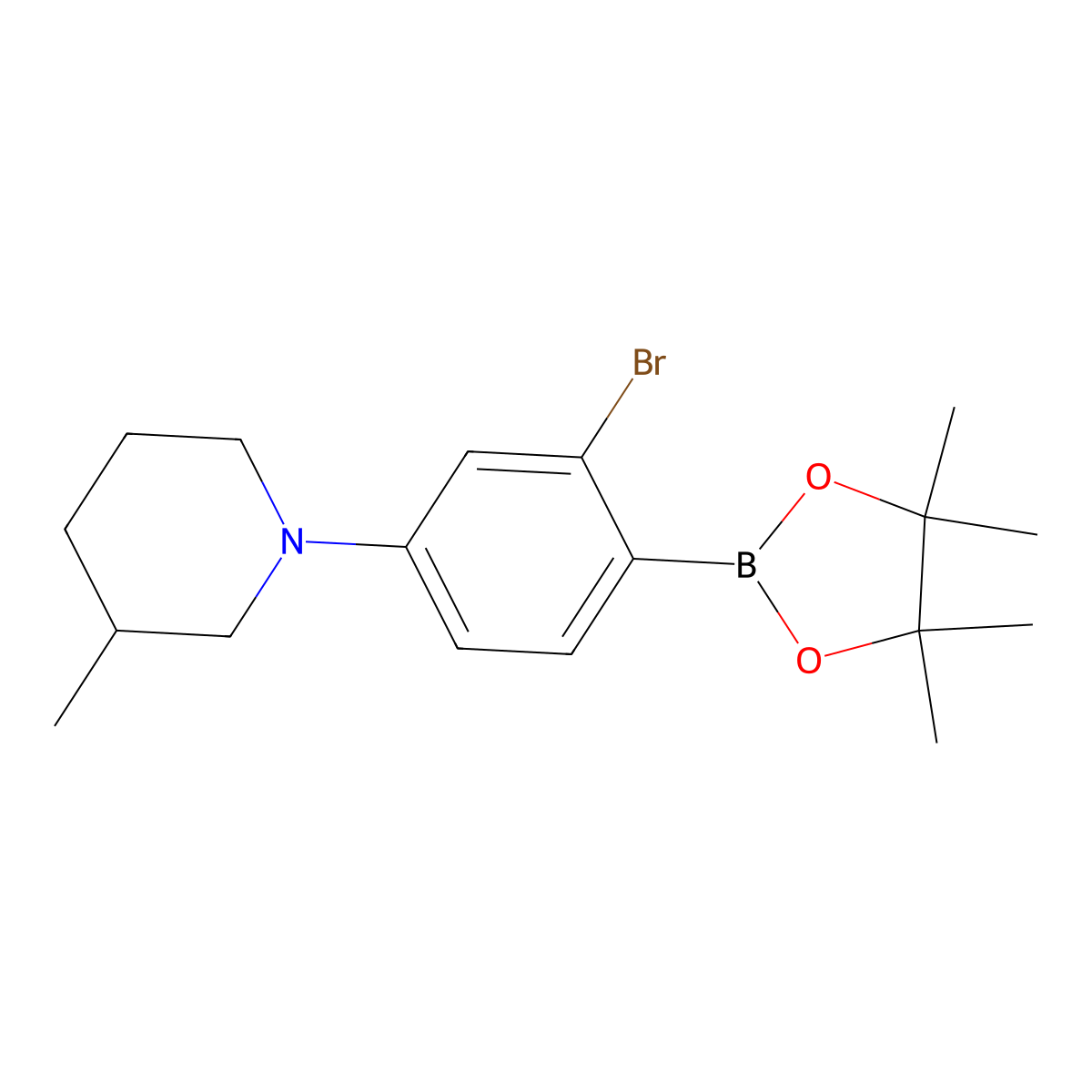 2-Bromo-4-(3-methylpiperidin-1-yl)phenylboronic acid pinacol ester molecular structure, CAS 2222997-07-9