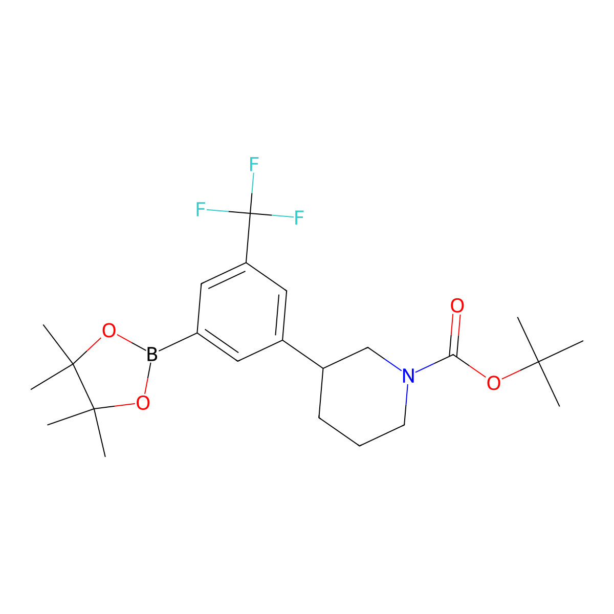 3-(N-Boc-Piperidin-3-yl)-5-trifluoromethylphenylboronic acid pinacol ester molecular structure, CAS 2222997-17-1
