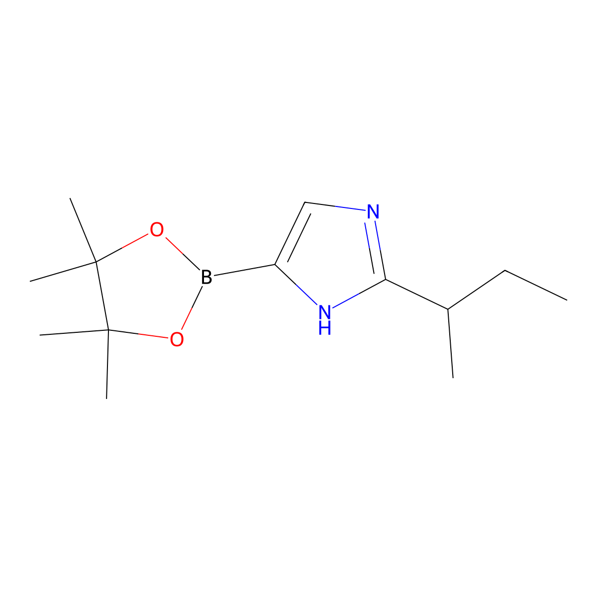 2-(sec-Butyl)imidazole-4-boronic acid pinacol ester molecular structure, CAS 2222997-24-0