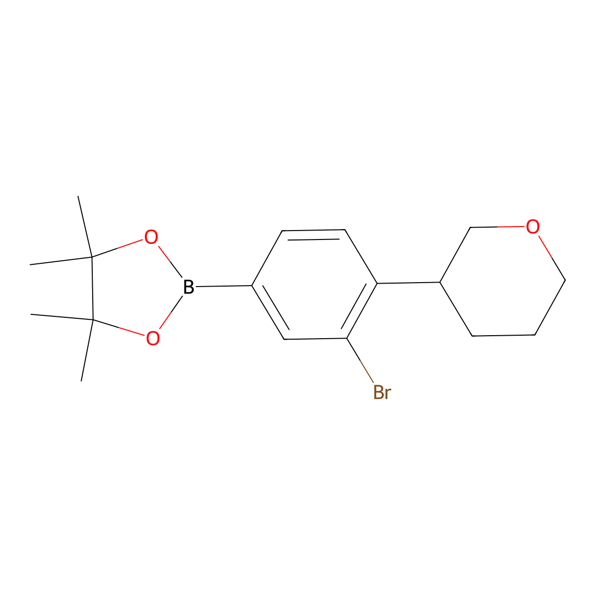 3-Bromo-4-(oxan-3-yl)phenylboronic acid pinacol ester molecular structure, CAS 2222997-39-7